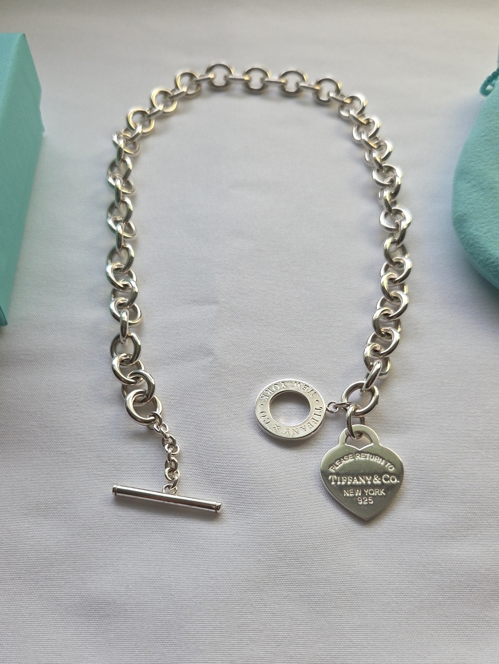 Tiffany & Co. Silver Heart Tag Toggle Necklace